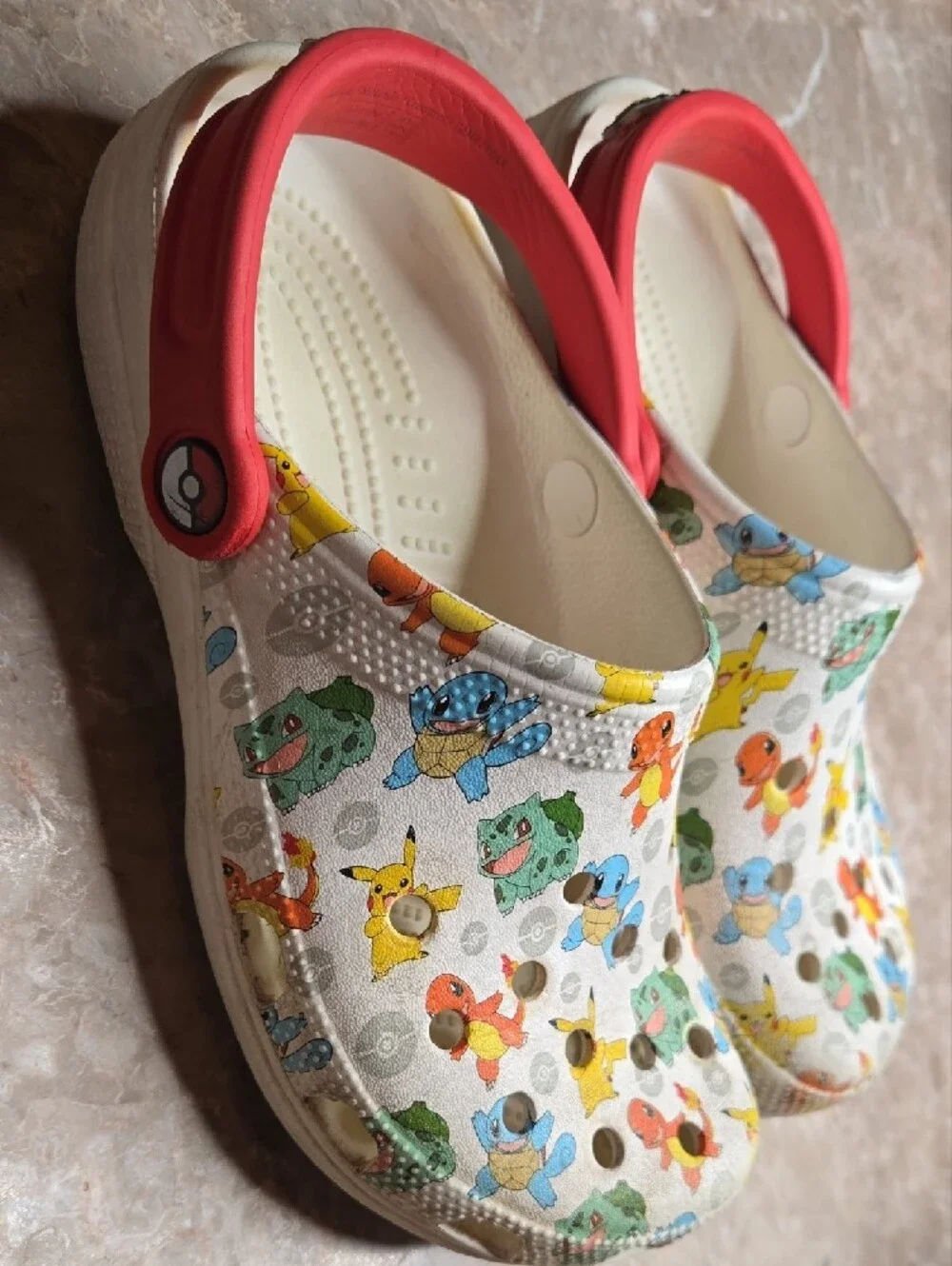 CROCS Kids' White Pokémon Clogs with Red Strap